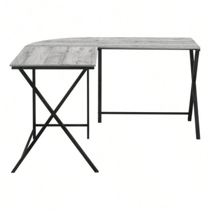 Computer Desk, Home Office, Corner, 55l, L Shape, Work, Laptop, Laminate, Black Metal, Contemporary, Modern