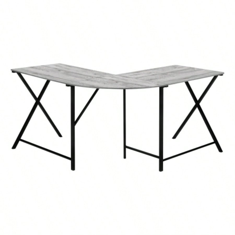 Computer Desk, Home Office, Corner, 55l, L Shape, Work, Laptop, Laminate, Black Metal, Contemporary, Modern