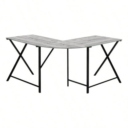 Computer Desk, Home Office, Corner, 55l, L Shape, Work, Laptop, Laminate, Black Metal, Contemporary, Modern