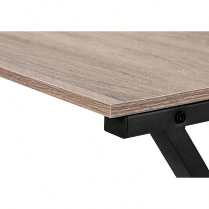 Computer Desk, Home Office, Corner, 55l, L Shape, Work, Laptop, Brown Laminate, Black Metal, Contemporary, Modern
