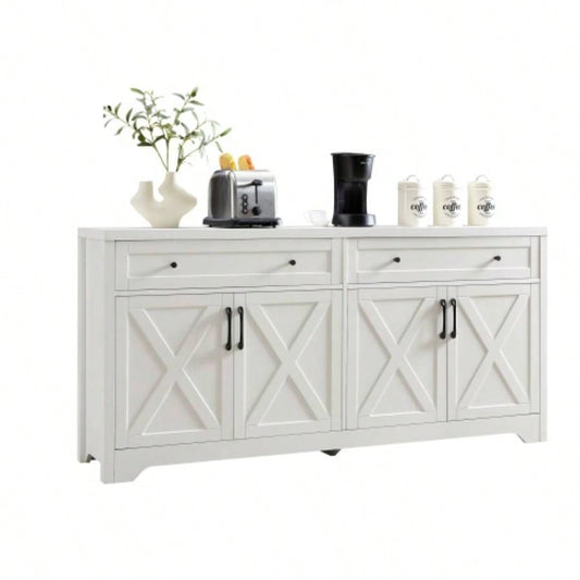 61 inch TV cabinet living room, multifunctional combination TV cabinet, large capacity storage cabinet, can be used in living room, bedroom, office area, white, 61.3Lx 15x 29.8H.