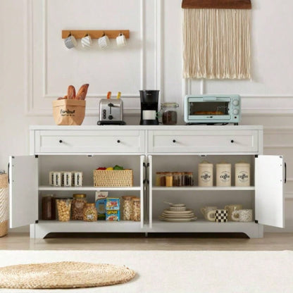 61 inch TV cabinet living room, multifunctional combination TV cabinet, large capacity storage cabinet, can be used in living room, bedroom, office area, white, 61.3Lx 15x 29.8H.