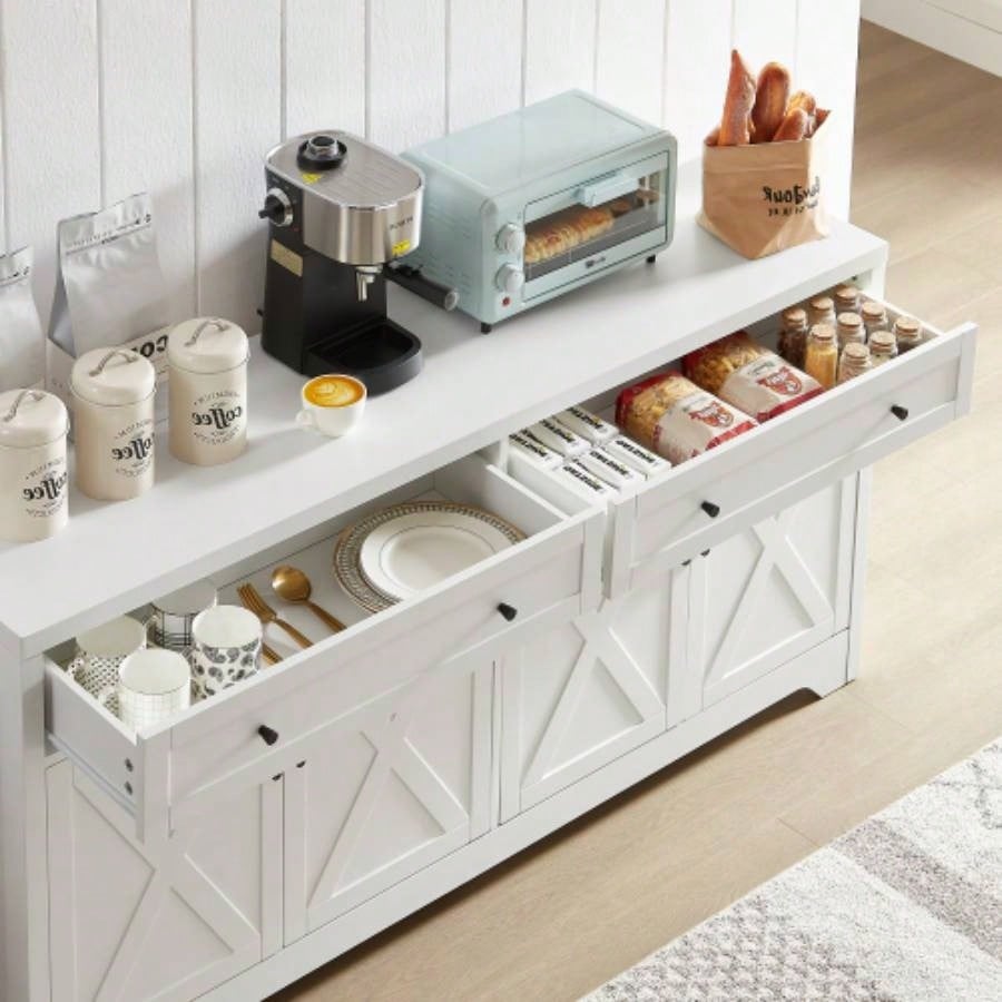 61 inch TV cabinet living room, multifunctional combination TV cabinet, large capacity storage cabinet, can be used in living room, bedroom, office area, white, 61.3Lx 15x 29.8H.