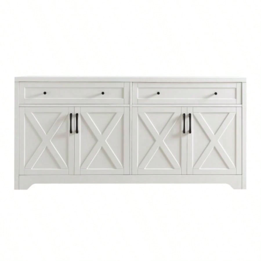 61 inch TV cabinet living room, multifunctional combination TV cabinet, large capacity storage cabinet, can be used in living room, bedroom, office area, white, 61.3Lx 15x 29.8H.