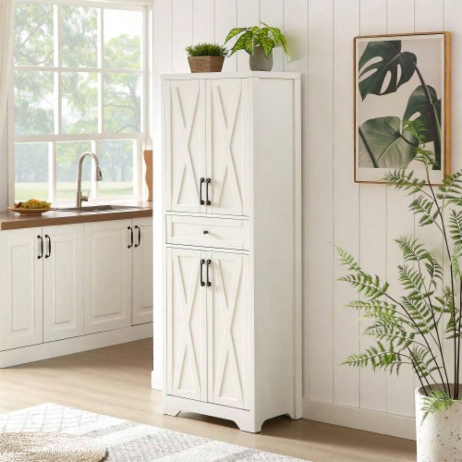 61 inch TV cabinet living room, multifunctional combination TV cabinet, large capacity storage cabinet, can be used in living room, bedroom, office area, white, 61.3Lx 15x 29.8H.