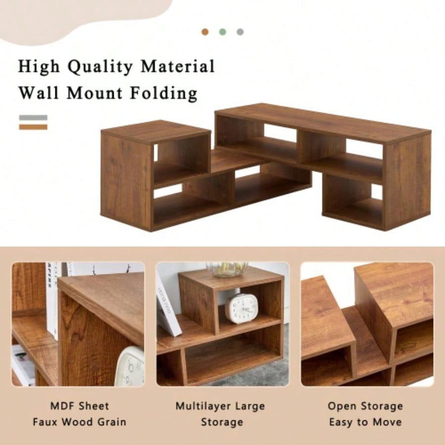 2 Pieces Cube TV Stand, Combination Gaming Entertainment Center Media Stand, Open Storage Bookcase Shelf Living Room, 2 Shelf Bookcase L - Shaped TV Console Stand, with Dimensions of 47.2*12*13.4.