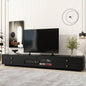 ON - TREND TV Stand with Fluted tempered Glass Doors TVs Up to 95 Functional Media Console with Arched Cabinet Doors, Entertainment Center with APP - Controlled LED Light Living Room, Black