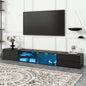 ON - TREND TV Stand with Fluted tempered Glass Doors TVs Up to 95 Functional Media Console with Arched Cabinet Doors, Entertainment Center with APP - Controlled LED Light Living Room, Black