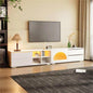 ON - TREND TV Stand with Fluted tempered Glass Doors TVs Up to 95 Functional Media Console with Arched Cabinet Doors, Entertainment Center with APP - Controlled LED Light Living Room, Black