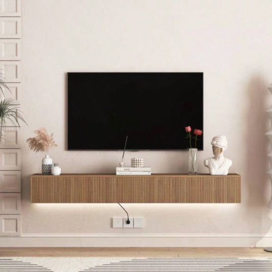 Floating TV Stand Wall Mounted with 16 Color LEDs, 69 Modern TV Stand, Floating TV Cabinet Entertainment Center 55 60 65 Inch TV