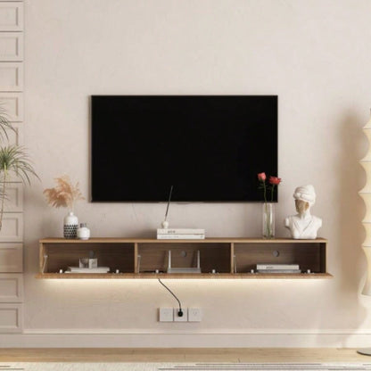 Floating TV Stand Wall Mounted with 16 Color LEDs, 69 Modern TV Stand, Floating TV Cabinet Entertainment Center 55 60 65 Inch TV