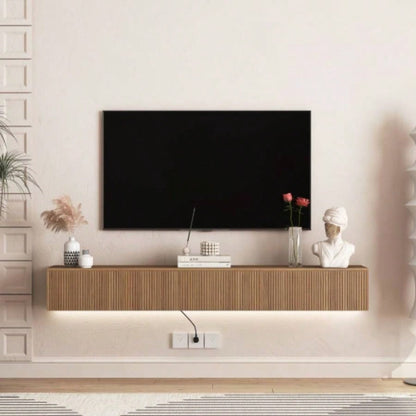 Floating TV Stand Wall Mounted with 16 Color LEDs, 69 Modern TV Stand, Floating TV Cabinet Entertainment Center 55 60 65 Inch TV