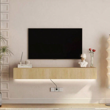 Floating TV Stand Wall Mounted with 16 Color LEDs, 69 Modern TV Stand, Floating TV Cabinet Entertainment Center 55 60 65 Inch TV