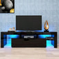 Modern Black TV Stand, 20 Colors LED TV Stand/Remote Control Lights