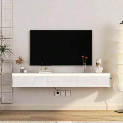 Floating TV Stand Wall Mounted with 16 Color LEDs, 69 Modern TV Stand, Floating TV Cabinet Entertainment Center 55 60 65 Inch TV