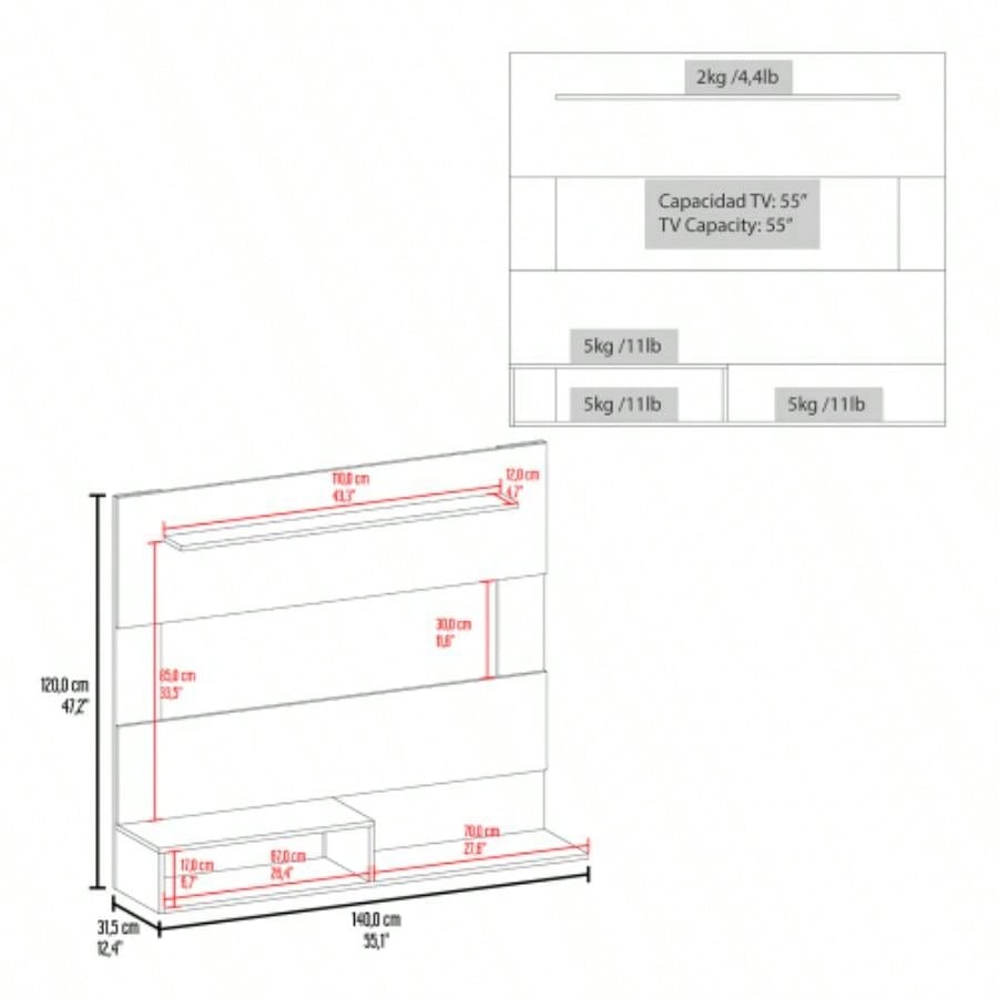 Floating Entertainment Center Albuquerque, Living Room, White