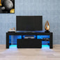 Modern Black TV Stand, 20 Colors LED TV Stand/Remote Control Lights