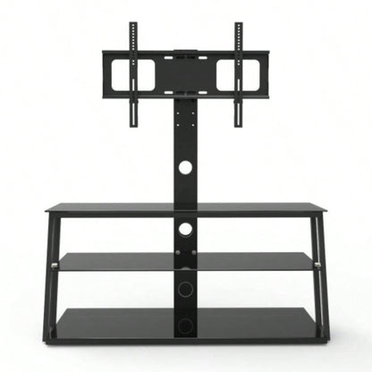 Black Multi - Function Angle And Height Adjustable Tempered Glass TV Stand
