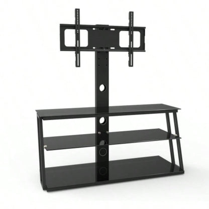 Black Multi - Function Angle And Height Adjustable Tempered Glass TV Stand