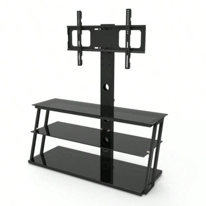 Black Multi - Function Angle And Height Adjustable Tempered Glass TV Stand