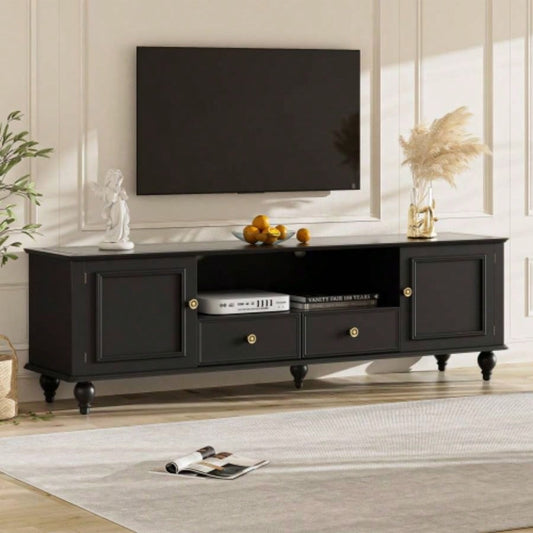 U - Can 70.9 Modern TV Stand TVs up to 80 Inches, Entertainment Center with Open Compartment, TV Storage Cabinet with 2 Drawers, 2 Cabinets and 5 Solid Living room
