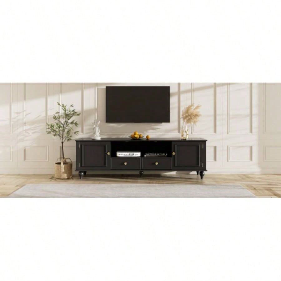 U - Can 70.9 Modern TV Stand TVs up to 80 Inches, Entertainment Center with Open Compartment, TV Storage Cabinet with 2 Drawers, 2 Cabinets and 5 Solid Living room