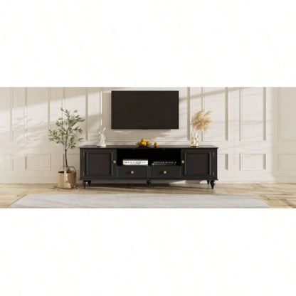 U - Can 70.9 Modern TV Stand TVs up to 80 Inches, Entertainment Center with Open Compartment, TV Storage Cabinet with 2 Drawers, 2 Cabinets and 5 Solid Living room