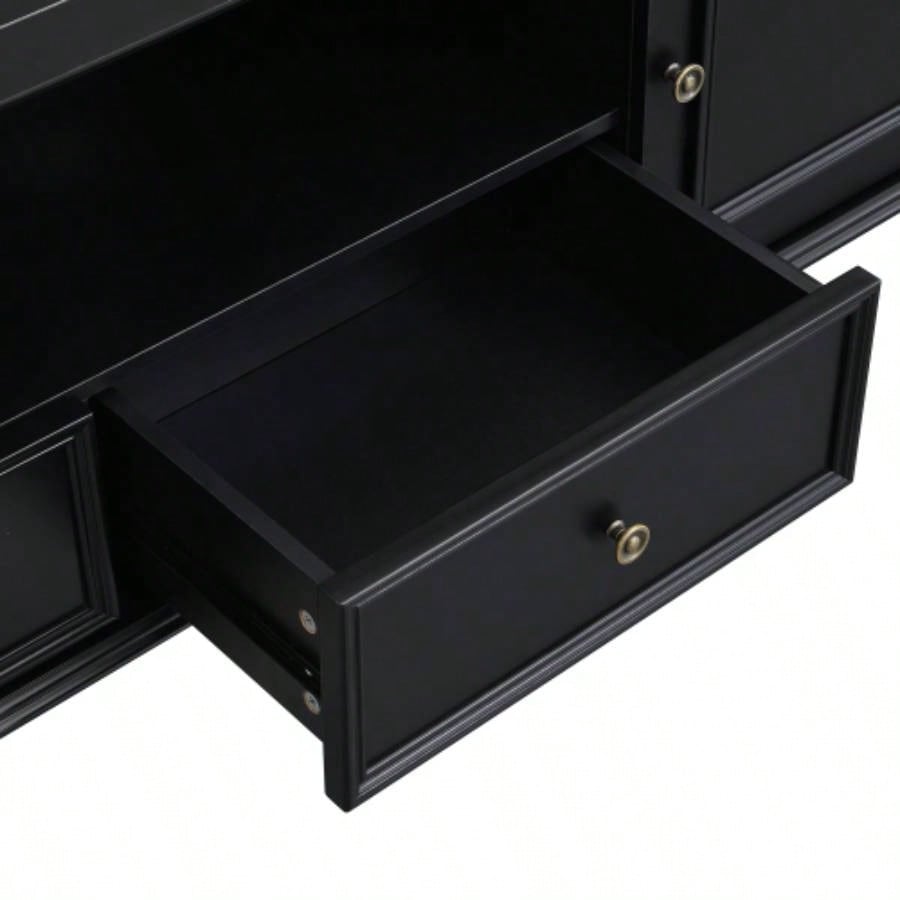 U - Can 70.9 Modern TV Stand TVs up to 80 Inches, Entertainment Center with Open Compartment, TV Storage Cabinet with 2 Drawers, 2 Cabinets and 5 Solid Living room