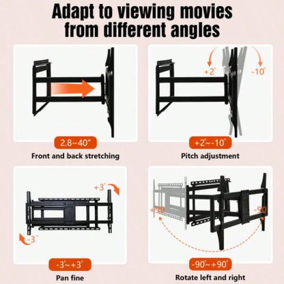 TV Wall Mount Bracket, 40 - 120 Inch TV, with Rotation and Tilt Functions, Full - motion TV Wall Mount, Adjustable Dual, Distance from Wall 70 - 1016 mm, Maximum VESA 800*400 mm, 132lbs