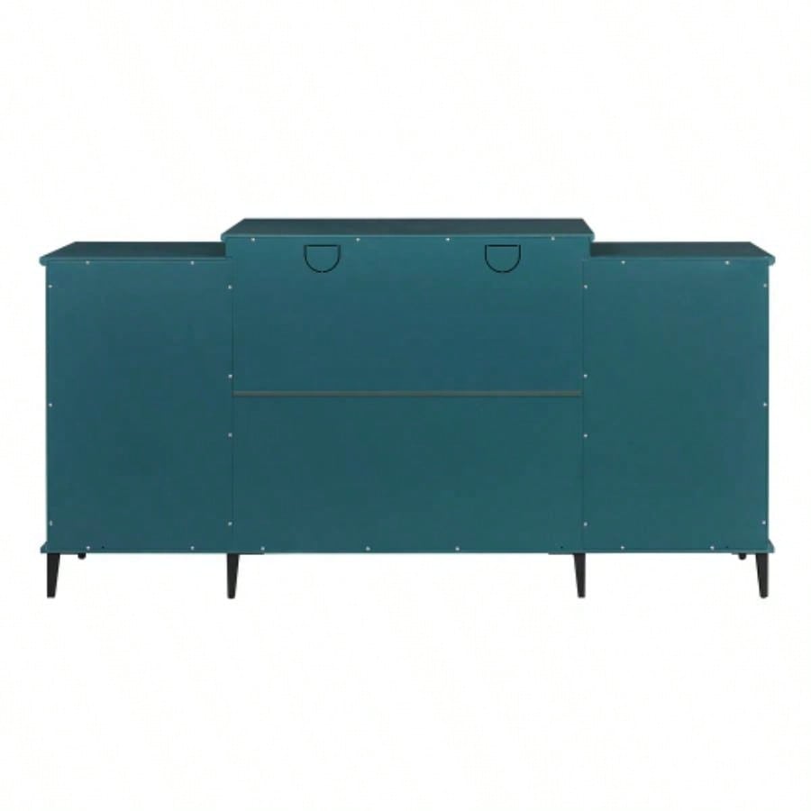 62 TV Stand, Buffet Sideboard Cabinet, Teal Blue