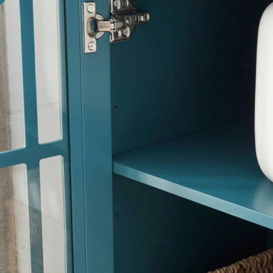62 TV Stand, Buffet Sideboard Cabinet, Teal Blue
