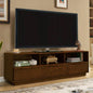 63 Mid - Modern TV Stand TVs up to 75 Thick Sturdy Farmhouse Entertainment Cabinet, Media Console Living Room, Louver Design Solid Wood Drawers Outlet Holes, Walnut
