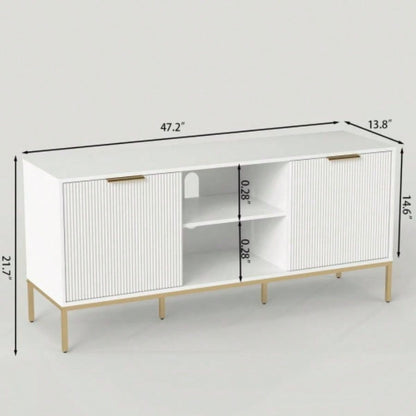 Modern TV Stand with Wave - Design Doors, Open Shelf Adjustable Shelf - Stylish and Functional Your Living Room