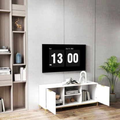 Modern TV Stand with Wave - Design Doors, Open Shelf Adjustable Shelf - Stylish and Functional Your Living Room