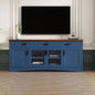 Modern White TV Console, 67 Width TV Stand, Glass Doors Storage Drawers, Adjustable Shelves