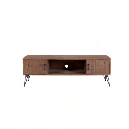 Industrial style Reclaimed wood Media TV Stand with Storage Cabinet Living Media Room
