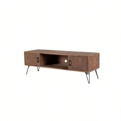 Industrial style Reclaimed wood Media TV Stand with Storage Cabinet Living Media Room