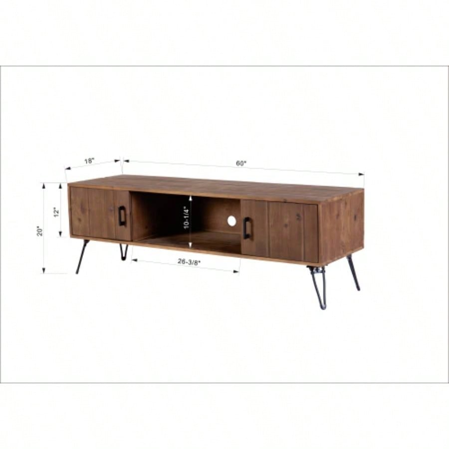 Industrial style Reclaimed wood Media TV Stand with Storage Cabinet Living Media Room
