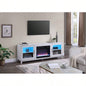Summit 70 White Walnut TV Stand Console with Fireplace, Heater