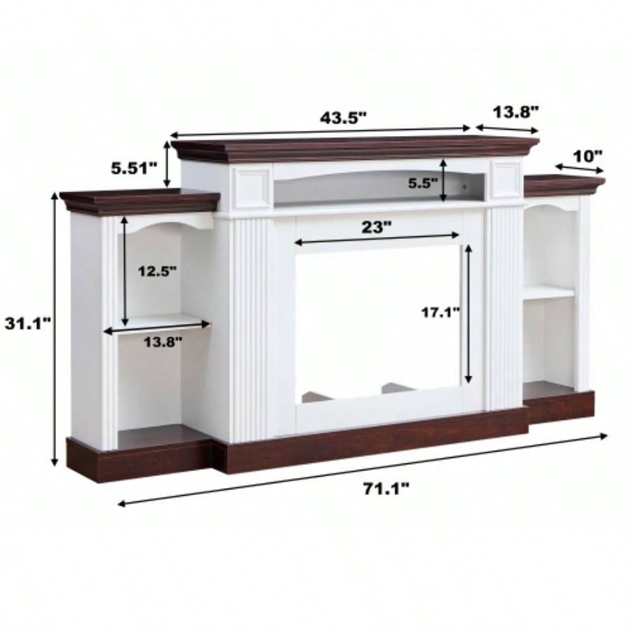 Farmhouse Style Fireplace TV Stand 70 - inch TV Fireplace TV Stand Living Room or Bedroom Storage