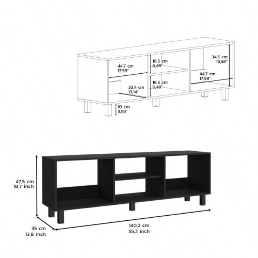 Carter 2 Piece Living Room Set, Streamlined with TV Stand and Coffee Table, Black