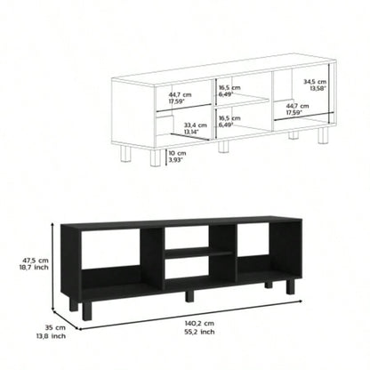 Carter 2 Piece Living Room Set, Streamlined with TV Stand and Coffee Table, Black