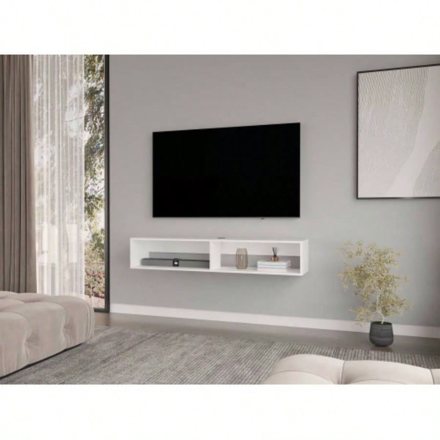 Floating Tv Stand Moore, Living Room, White Oak