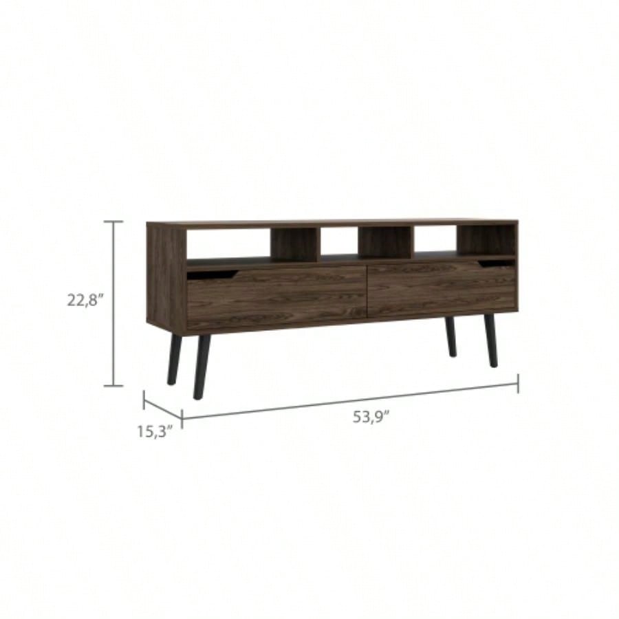 New Haven 2 - Drawer 3 - Shelf TV Stand Dark Walnut