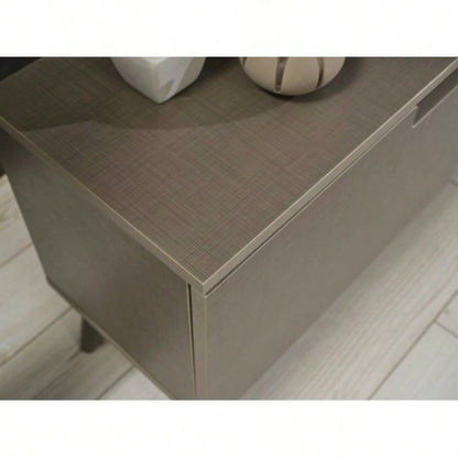 FurnisHome Store Denver Mid Modern Tv Stand 2 Door Cabinets 1 Glass Shelf 66 inch Tv Unit, Brown