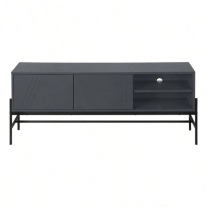 Tv Stand, 60 Inch, Console, Media Entertainment Center, Storage Cabinet, Living Room, Bedroom, Laminate, Black Metal, Contemporary, Modern