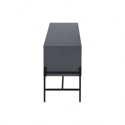 Tv Stand, 60 Inch, Console, Media Entertainment Center, Storage Cabinet, Living Room, Bedroom, Laminate, Black Metal, Contemporary, Modern