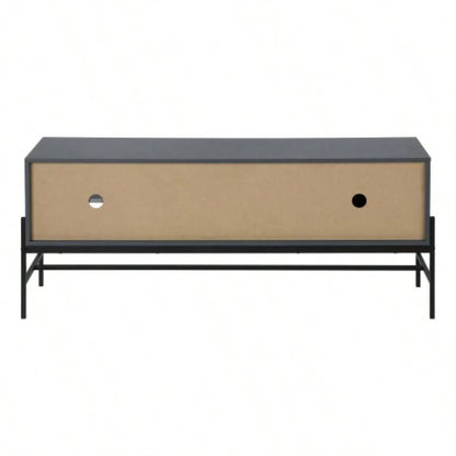 Tv Stand, 60 Inch, Console, Media Entertainment Center, Storage Cabinet, Living Room, Bedroom, Laminate, Black Metal, Contemporary, Modern