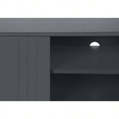 Tv Stand, 60 Inch, Console, Media Entertainment Center, Storage Cabinet, Living Room, Bedroom, Laminate, Black Metal, Contemporary, Modern