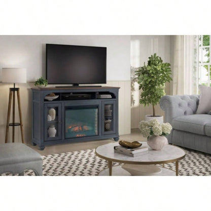 66 in Fireplace TV Stand TVs up to 80 inches, Corduroy Blue